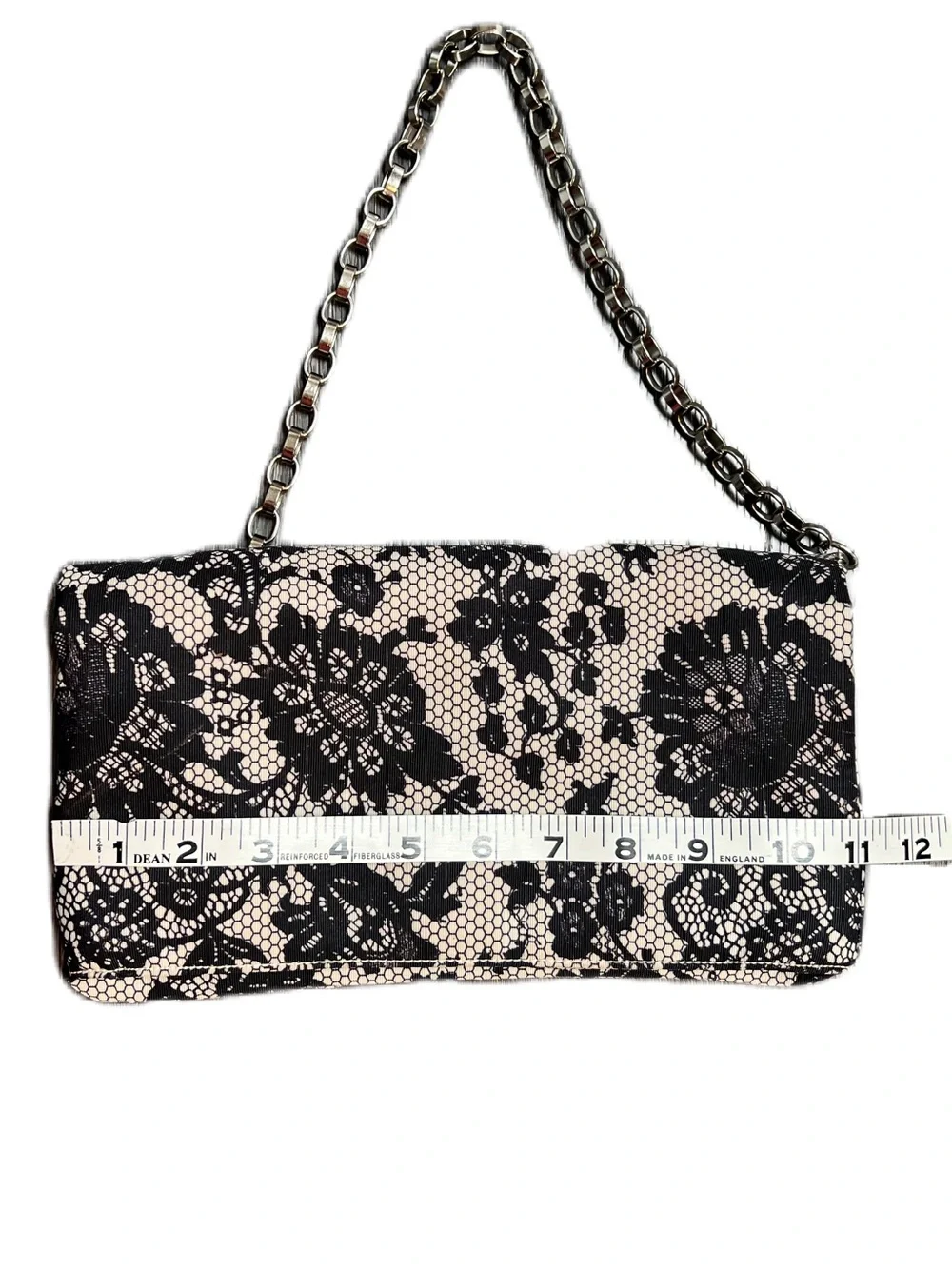 Alfani Black & White Lace Chain Shoulder/ Clutch bag, removable chain